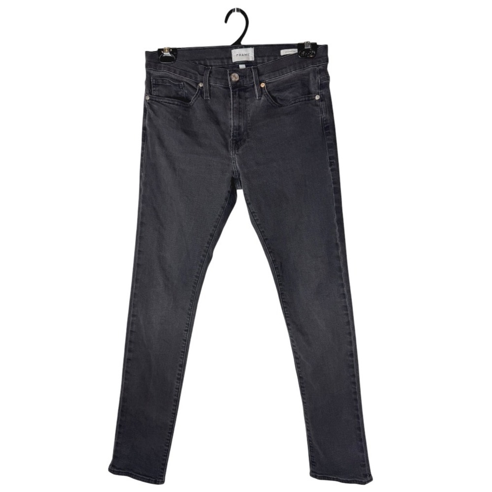 Frame Jeans Men 31 Black Grey‎ Fade To Grey Denim L Homme Slim Streetwear - Picture 2 of 10
